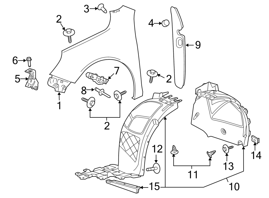 Chevrolet Malibu Limited Fender Splash Shield Front 23401039 GM