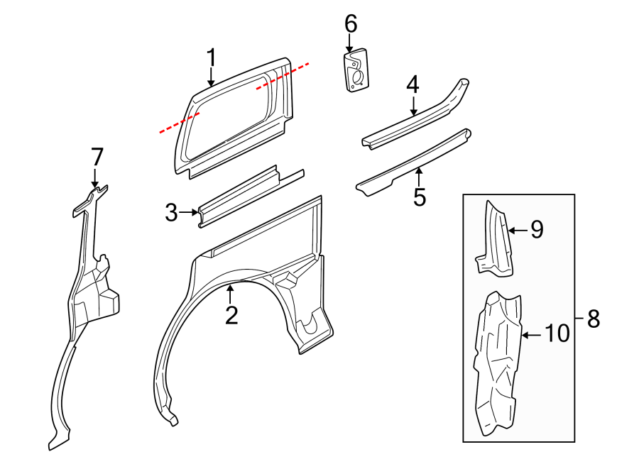 Pontiac Montana Sliding Door Track Rear RIGHT SIDE Long Wheelbase