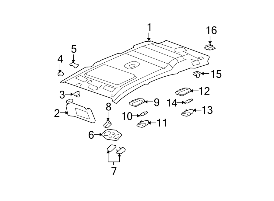 Chevrolet Equinox Headliner Malibu W O Sunroof W Head Air Bag W Gps