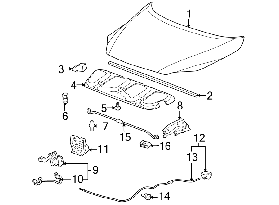 Buick Terraza Bracket Assembly - Hood Prim Lat. Hood Latch - 15183478 