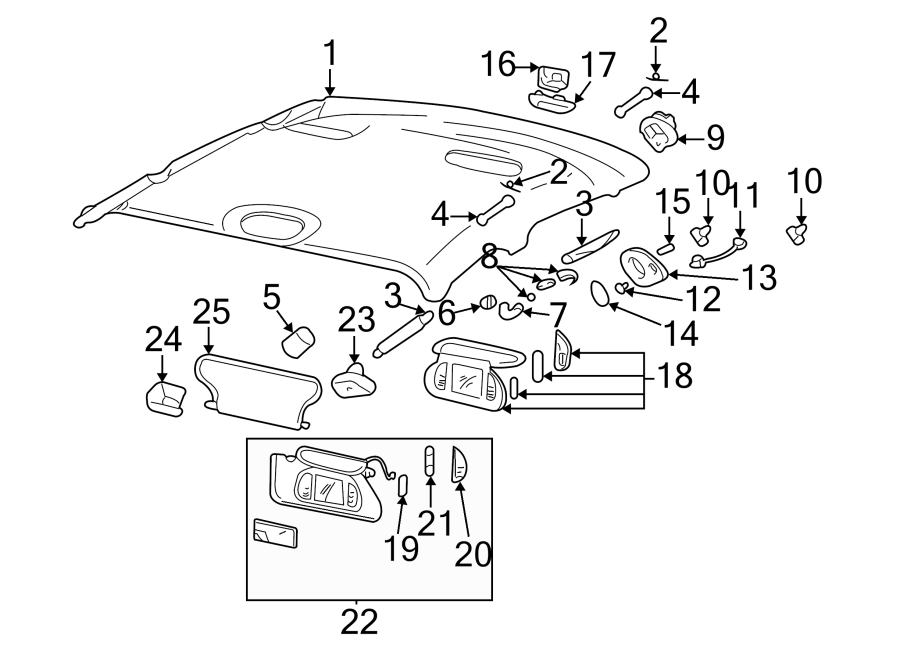 Cadillac Deville Sun Visor Clip. Clip. S/S. S/S Support. Sunvisor ...