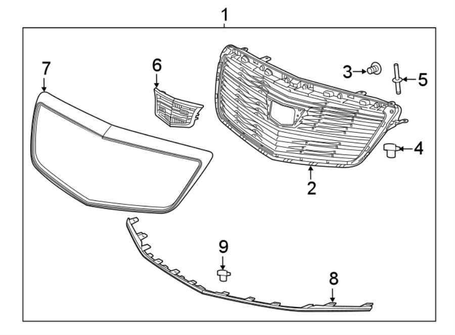 Cadillac ATS Grille (Upper). COUPE, W/O V, DEALER INSTALLED. W/O V ...