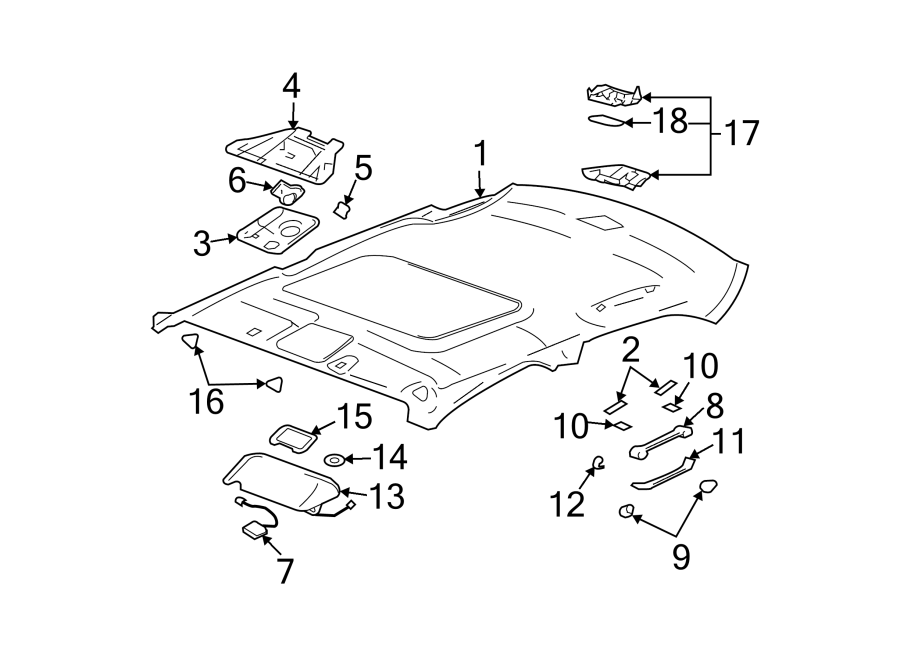 Cadillac CTS Roof Bezel. W/sunroof, gray - 19149453 | GM Parts ...