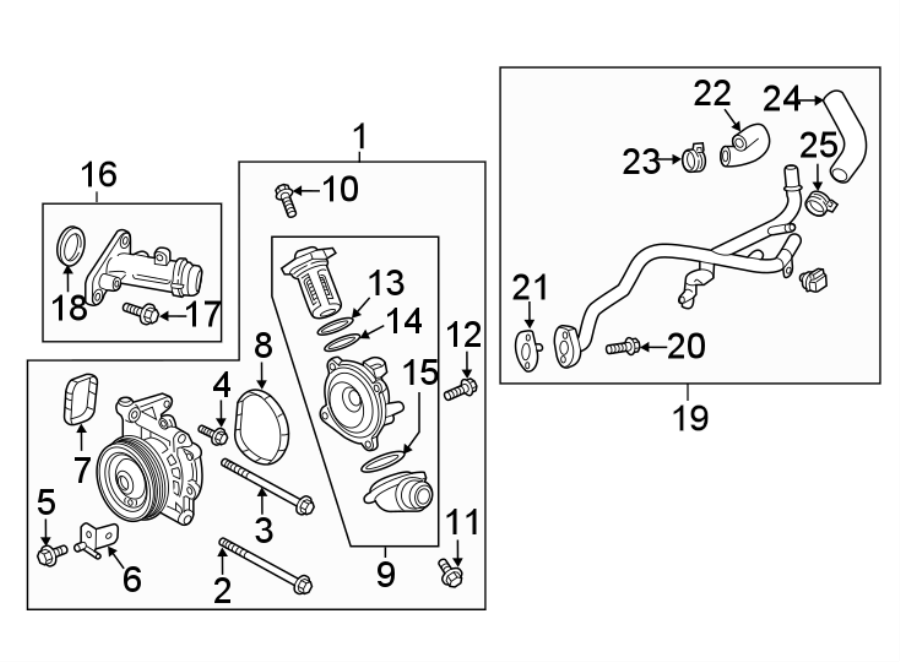 Chevrolet Cruze Thermostat. Engine. Coolant. Ring. Gasket. Housing O