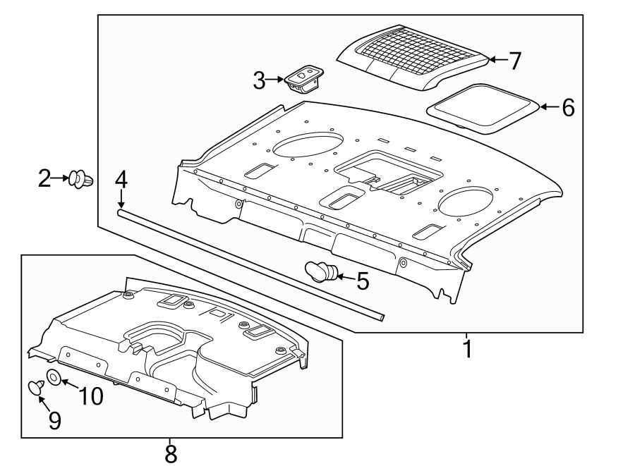 Chevrolet Malibu Spare Tire Compartment Cover (Rear). PACKAGE TRAY, W