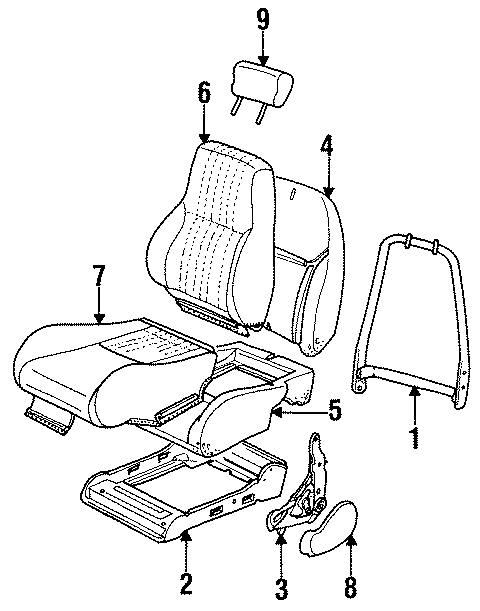 Pontiac Firebird Seat Back Frame. 1993-02 W/EUROPEAN STYLE. 1993-96 W/O ...