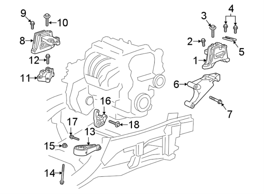 GMC Terrain Automatic Transmission Mount Bolt (Front, Upper, Lower ...