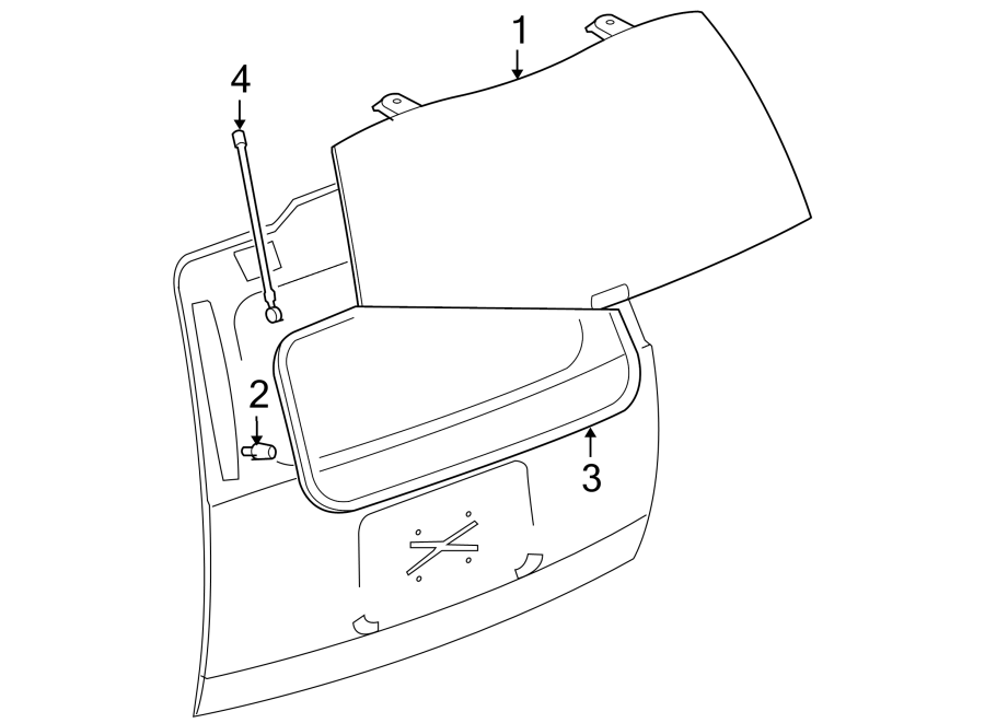 Chevrolet Tahoe Liftgate Glass (Rear)., GM, dark tint. GM, dark tint