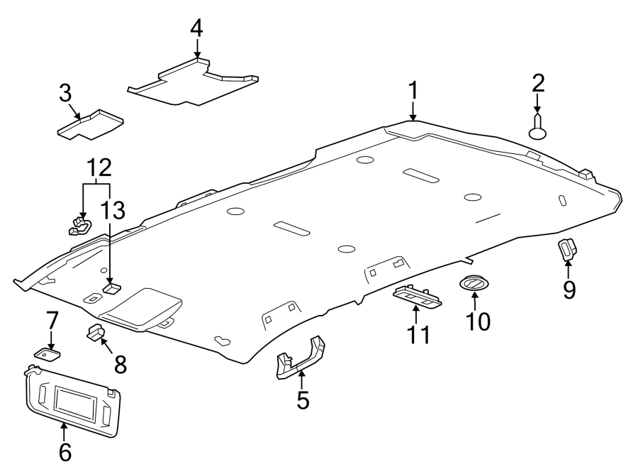 Chevrolet Tahoe Headliner. PANEL. Interior trim used to cover the roof ...