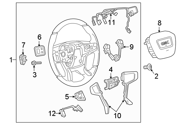 GMC Canyon Steering Wheel. W/CRUISE CONTROL, W/HEAT, CANYON, w/pre ...