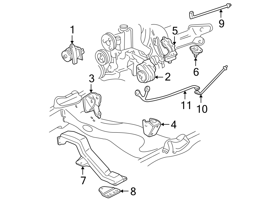 GMC Sonoma Transmission Crossmember. 2.2 LITER, 2WD, auto trans. 2.2