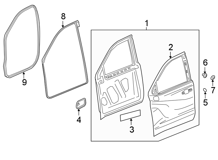 Diagram FRONT DOOR. DOOR & COMPONENTS. for your Chevrolet Silverado 1500