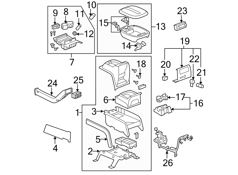 Cadillac Escalade EXT Center Console (Front, Lower). ESCALADE EXT, w