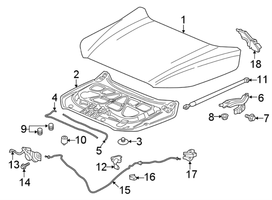 GMC Acadia Hood Seal (Front). 2017-19, front. 2020-21, front - 23100196 ...