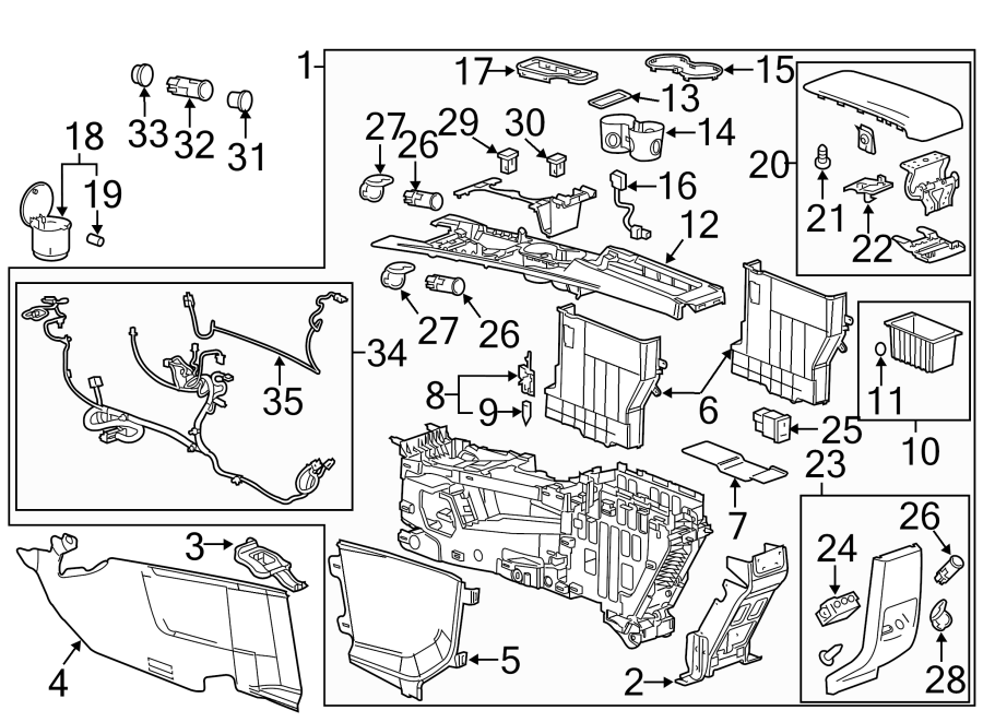 Chevrolet Equinox Console Wiring Harness (Front). 3.0 liter, w/rear DVD